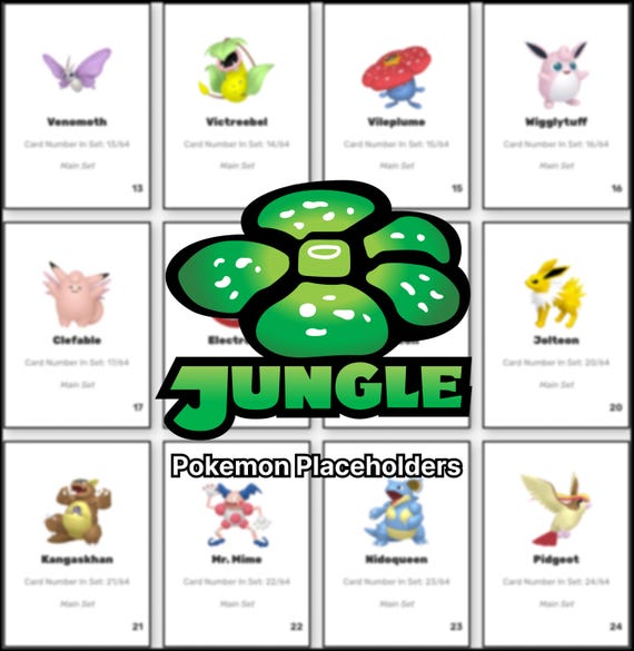 Jungle (EN) Main Set Pokemon Binder Placeholder - Etsy