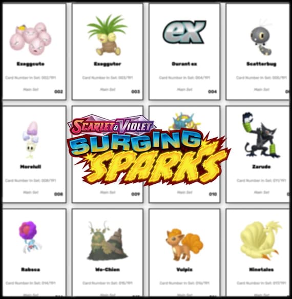 Printable Surging Sparks (EN) Main Set Pokemon Binder Placeholder - Etsy Australia Printable Surging Sparks (EN) Main Set Pokemon Binder Placeholder - Etsy Australia