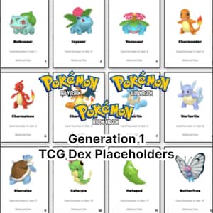 Afdrukbare tijdelijke aanduidingen voor Pokédex-mapjes – generatie 1: Kanto (001–151) – digitale download