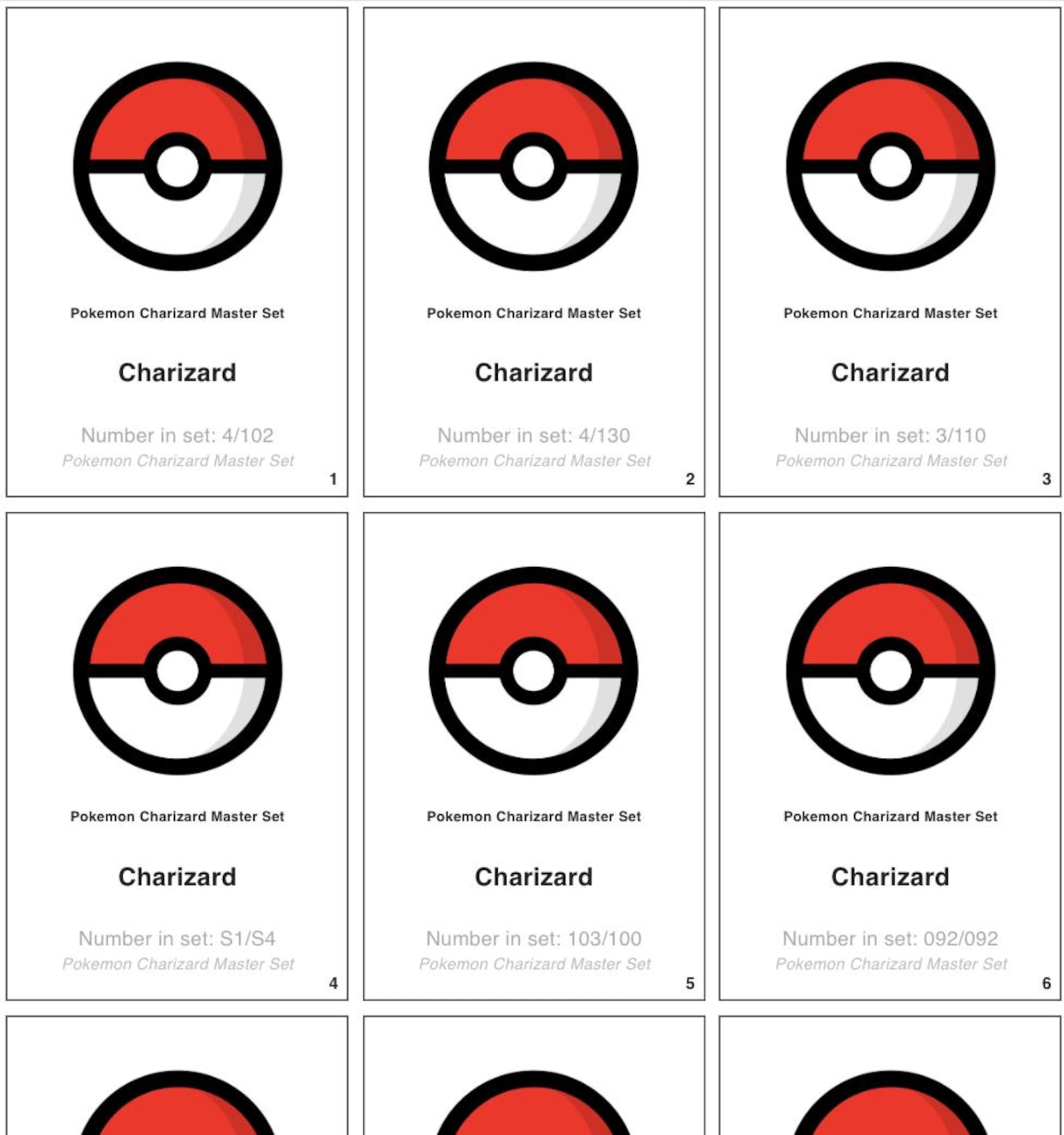 Charizard Master Set – Pokémon TCG Placeholder Collection (every ...