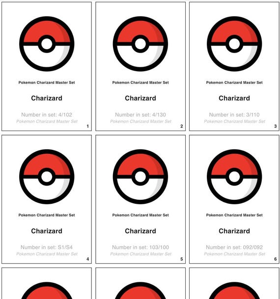 Charizard Master Set  Pokmon TCG Placeholder Collection (every Official Charizard  Card) - Etsy