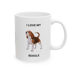 I LOVE MY BEAGLE Ceramic Mug, (11oz), Beagle lover, Beagle owner, Pet owner, Beagle trainer, Beagles