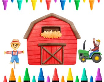 On the Farm Coloring Book, Animal Art for Children, Craft ideas for kids,