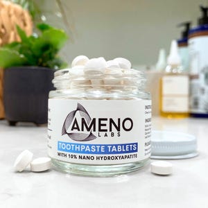 Nano Hydroxyapatite Toothpaste Tablets, Enamel Support, Whitening, Zero-Waste (60 Tablets)