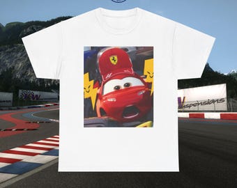 Camiseta unisex de Rayo McQueen Ferrari F1, camiseta de coche de carreras