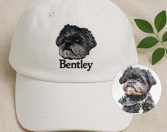 Custom Embroidered Pet Hat Using Pet Photo, Personalized Cat Mom Hat, Custom Dog Hat, Pet Face Baseball Cap, Gift for Friend