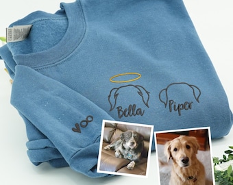 Benutzerdefinierte Hunde Sweatshirt, personalisierte Hundeohren bestickt Sweatshirt mit Namen, Weihnachtsgeschenk, Hund Papa Geschenk für Haustier Geschenk für ihn, Haustierliebhaber