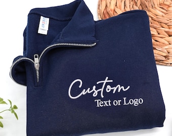 Custom Embroidered Quarter-Zip Sweatshirt: Personalized Text & Logo