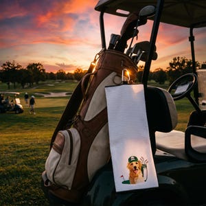 Custom Embroidered Pet Portrait Golf Towel, Personalized Dog Dad Gift, Boyfriend Gift, Birthday Gift for Men, Father’s Day gift image 5