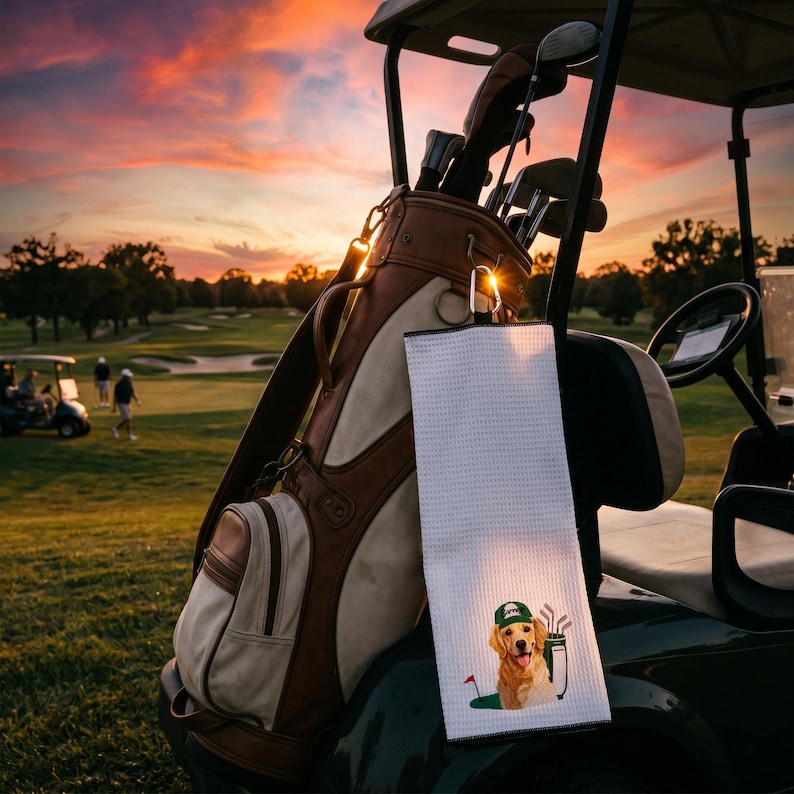Custom Embroidered Pet Portrait Golf Towel, Personalized Dog Dad Gift, Boyfriend Gift, Birthday Gift for Men, Father’s Day gift image 5