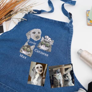 Personalized Cat Face Apron, Funny Pets Portrait Apron, Kitchen Cooking Apron For Mom, New Year Gift For Cat Lover, Spring Gift