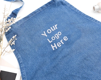Custom Logo Embroidered Apron, Personalized Chef Apron with Business Name or Text, Custom Barista or Baker Gift, Small Business Uniform