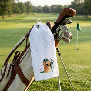 Custom Embroidered Pet Portrait Golf Towel, Personalized Dog Dad Gift, Boyfriend Gift, Birthday Gift for Men, Father’s Day gift image 3