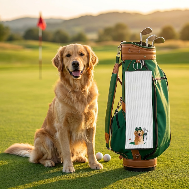Custom Embroidered Pet Portrait Golf Towel, Personalized Dog Dad Gift, Boyfriend Gift, Birthday Gift for Men, Father’s Day gift image 4