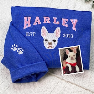 Embroidered Sweatshirt Custom Pet Parent Birthday Gift Dog Lover Sweatshirt Cat Lover Personalized Dog Mom Gift Pet Face Sweatshirt Gift