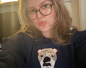 Sudadera con retrato de mascota bordado personalizado, regalo para mascota, regalo para mamá de perro, regalo para mamá de gato, recuerdo personalizado para mascota, bordado personalizado para perro