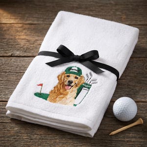 Custom Embroidered Pet Portrait Golf Towel, Personalized Dog Dad Gift, Boyfriend Gift, Birthday Gift for Men, Father’s Day gift image 8