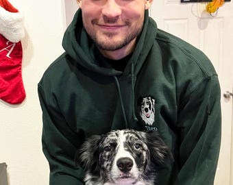 Sudadera con retrato de mascota bordado para hombre, bordado personalizado de perro, regalo para papá perruno, regalo de Navidad para hombre, regalo de cumpleaños para él, regalo para novio