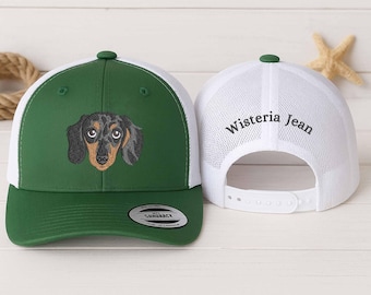 Personalized Dog Dad Trucker Hat – Custom Embroidered Portrait from Photo | Embroidered Cap Gift for Him | Birthday or Christmas Present