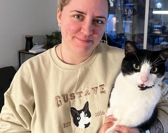 Sudadera personalizada bordada para mascotas con foto y nombre de la mascota, sudadera con capucha bordada para perros, retrato bordado de mascota