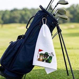 Custom Embroidered Pet Golf Towel With Pet Photo, Dog Name Golf Towel, Custom Cat Golf Rag, Father's day Gift, Dog Lover Gifts