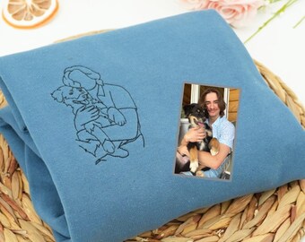 Embroidered Dog Sweatshirt | Sweatshirt With Pet Portrait | Portrait From Photo Shirt | Custom Dog Sweatshirts | Special Gift for Dog Dad