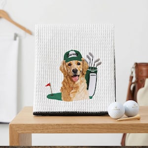 Custom Embroidered Pet Portrait Golf Towel, Personalized Dog Dad Gift, Boyfriend Gift, Birthday Gift for Men, Father’s Day gift image 9
