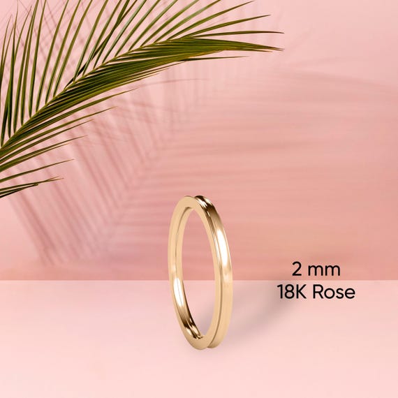 18K Yellow Gold Filled Rose Plain Band Ring - Men's Or Women's Engagement/Wedding/Eternity Ring