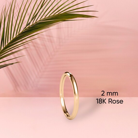 18K Rose Gold Low Dome Wedding Band – Minimalist Unisex Ring