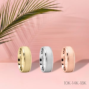 7 mm Milgrain und abgeschrägte Kante Massivgold Herren Ehering • MATTE • 10k, 14k, 18k Gold Ehering für Männer • Einzigartiger Herren Ehering