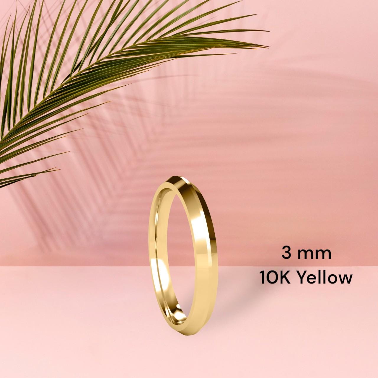 10K Yellow Gold Knife Edge Wedding Band – Minimalist Unisex Ring 