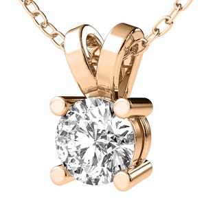 14K Gold Diamond Necklace, Diamond Solitaire Pendant, Lab Grown Diamond Necklace, Gift For Her