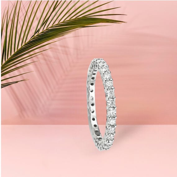 2mm Round Diamond Common Prong Basket Setting Full Eternity Band