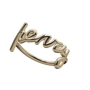 14K Solid Gold Handwrite Name Ring-Personalized Jewelry-Custom Name Ring-Stackable Name Ring-Personalized Gift-Letter Ring