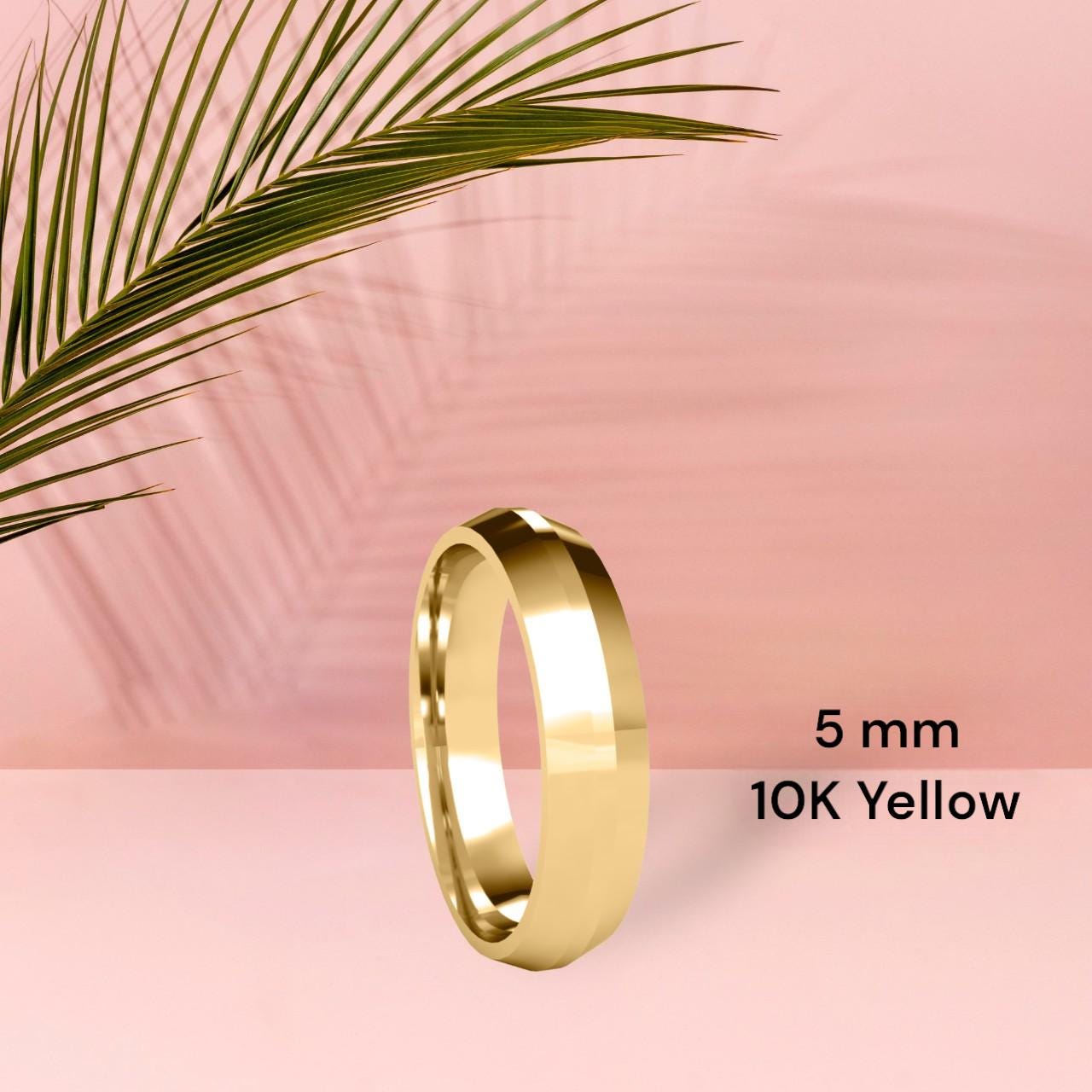 10K Yellow Gold Knife Edge Wedding Band – Minimalist Unisex Ring 