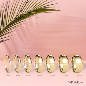 14K Yellow Gold High Dome Wedding Band – Minimalist Unisex Ring – Classic Gold Band for Men & Women – Comfort – Simple Handmade Wedding Ring