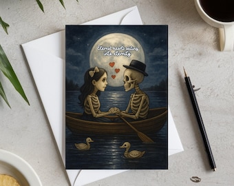 Halloween Love Card, Gothic Anniversary Gift, Couple Gift, wife and husband