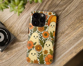 Ghost Phone Case, Floral Cover, Retro Design, Bestie Gift, Halloween Iphone Case, Mom