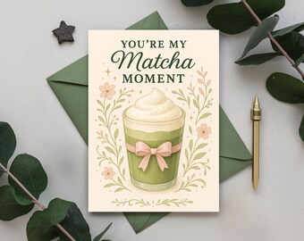 Tarjeta de Matcha, Tarjeta de Amor, Tarjeta Bonita, Tarjeta de Aniversario, Regalo para Novia, Amante del Matcha