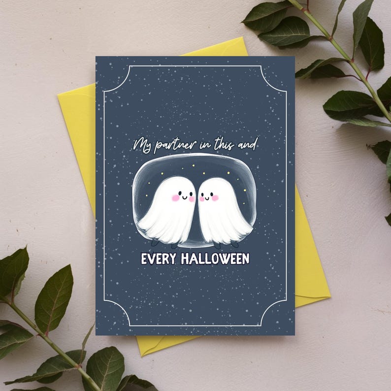 Romantic Ghost Couple Halloween Card, Spooky Love Greeting, Loving Gift ...