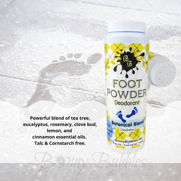 FOOT POWDER - Natural Botanical Blend, Essential Oils - Talc and Cornstarch Free