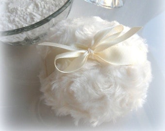 Powder Puff, to Apply Body Powder - cream ivory - Retro, Vintage Style Skincare - Gift Box Option - by Bonny Bubbles, 4 inch