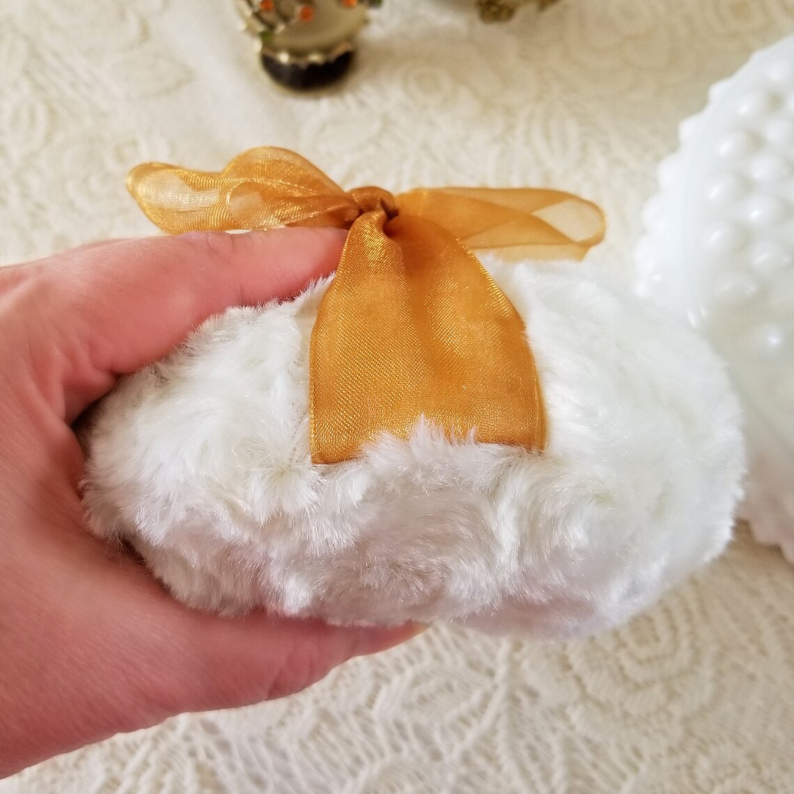 Powder Puff Antique Gold Large 5 inch Body Pouf to Apply Etsy