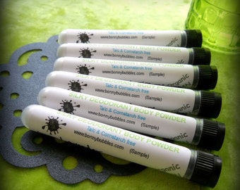 6 Body Powder Samples - Talc and Cornstarch Free - Natural Dusting Powder - Trial Size Testers, also Great for Travel