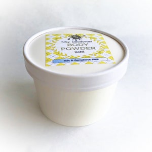 Body Powder refill, 3 oz Pick a Scent Talc and Cornstarch Free Loose Powder Eco Friendly Container natural deodorant image 2