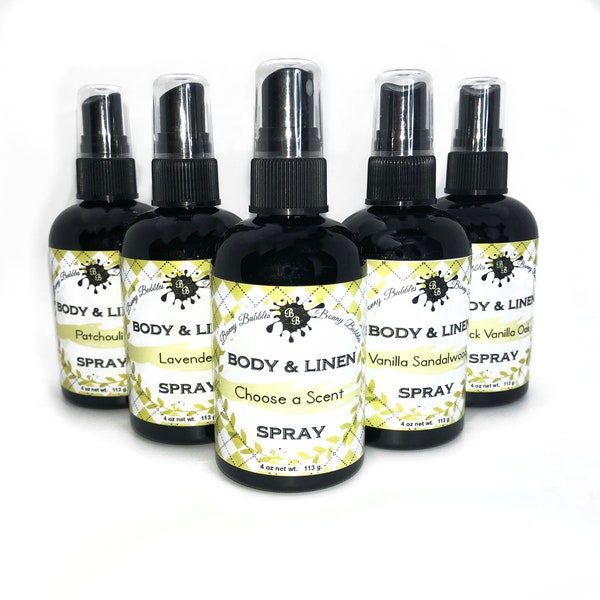 Body and Linen Spray - PICK a SCENT - Pillow Spray, Hair Mist - natural perfume and home scents