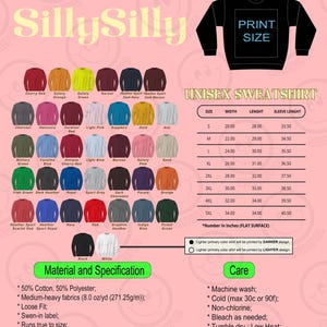 Pu&ograve; includere: Immagine di una felpa unisex disponibile in vari colori, tra cui rosso, verde e blu. L'immagine include una tabella delle taglie con misure in pollici. La felpa ha una vestibilit&agrave; ampia ed &egrave; realizzata in misto cotone e poliestere.