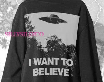 I Want to Believe UFO T-Shirt, Black X-Files Tee