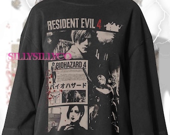 Maglietta vintage anni '90 stile bootleg Biohazard Resident Evil, maglietta Leon Kennedy, regali retrò Resident Evil per uomo e donna, maglietta unisex
