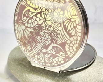 Vintage Pink & Silver Compact Mirror